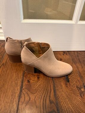 Style & Co. Taupe Suede V-Cut Ankle Booties